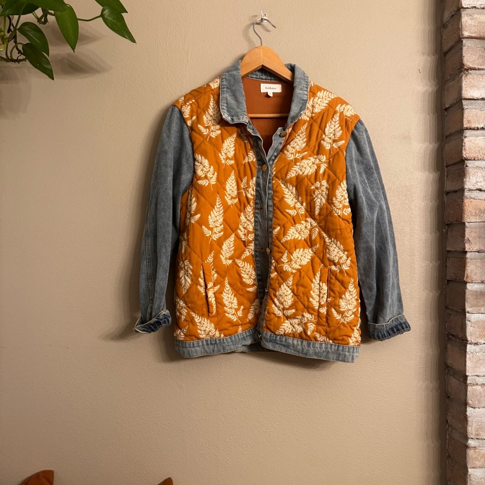 Bohme Leaf Patterned Jacket With Denim Sleeves - image 2